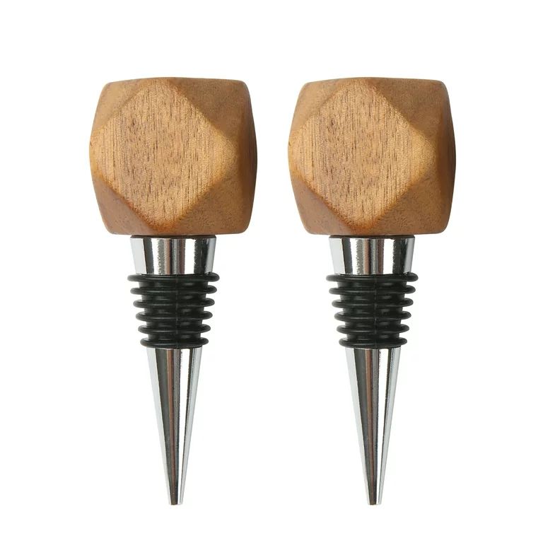 Better Homes & Gardens Elegant Wine Bottle Stopper Aluminum and Wood, Brown and Silver 3.93" - Wa... | Walmart (US)