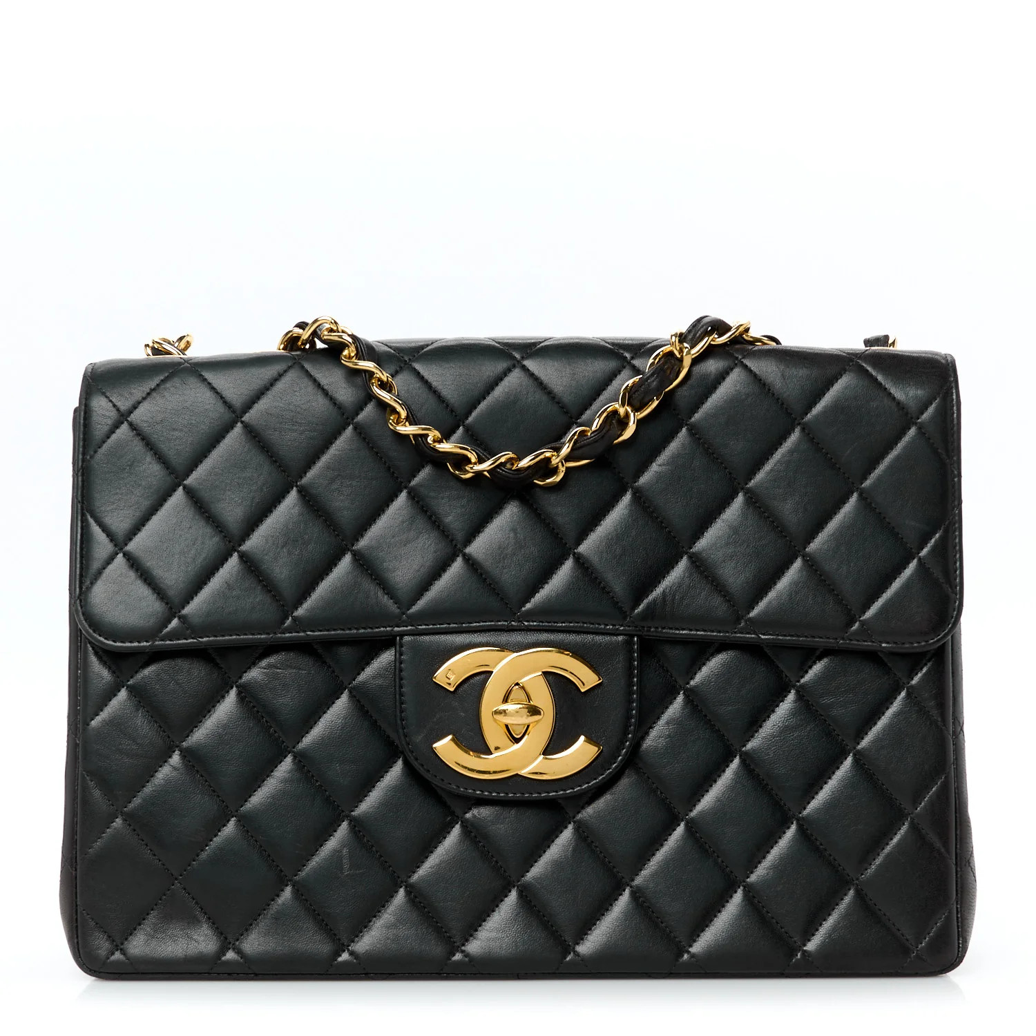 Chanel Lambskin Quilted XL Jumbo Single Flap Black 1743342 | FASHIONPHILE (US)