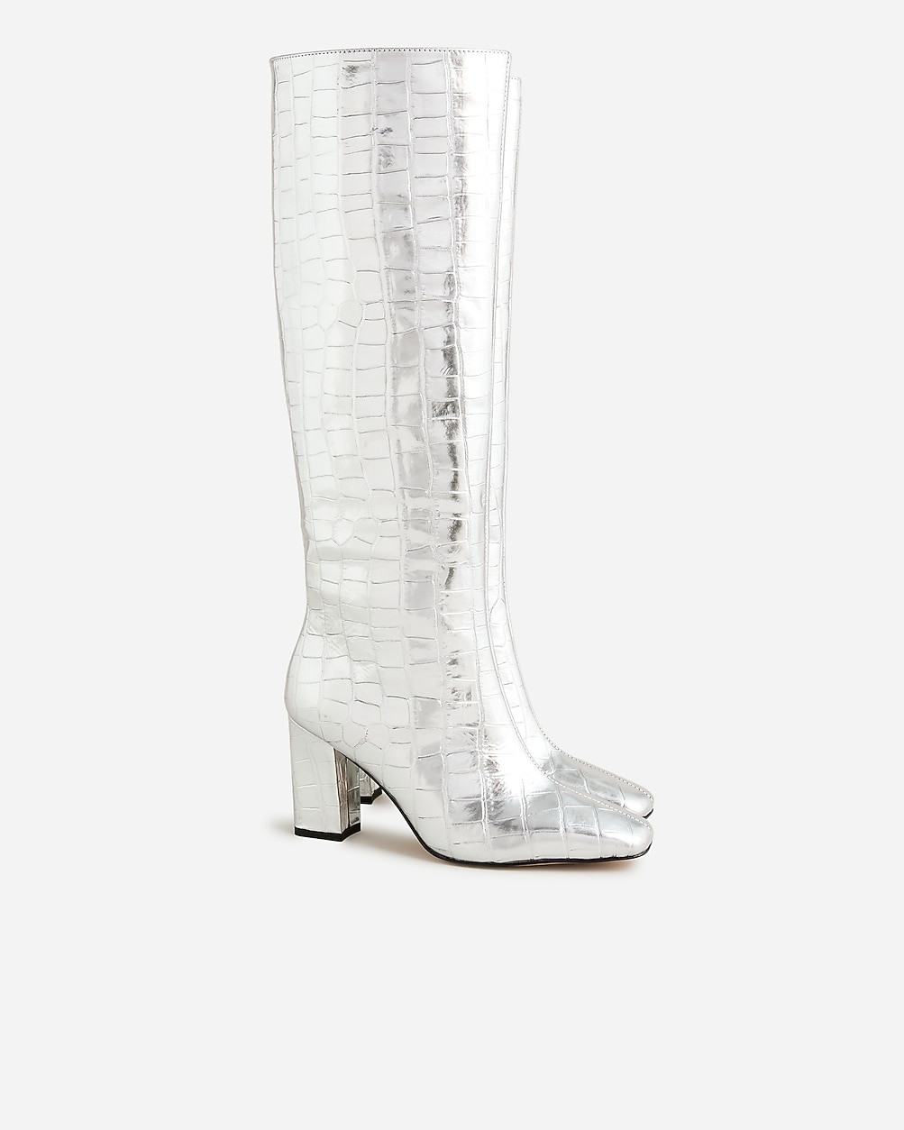 Collection limited-edition knee-high boots in croc-embossed metallic leather | J. Crew US