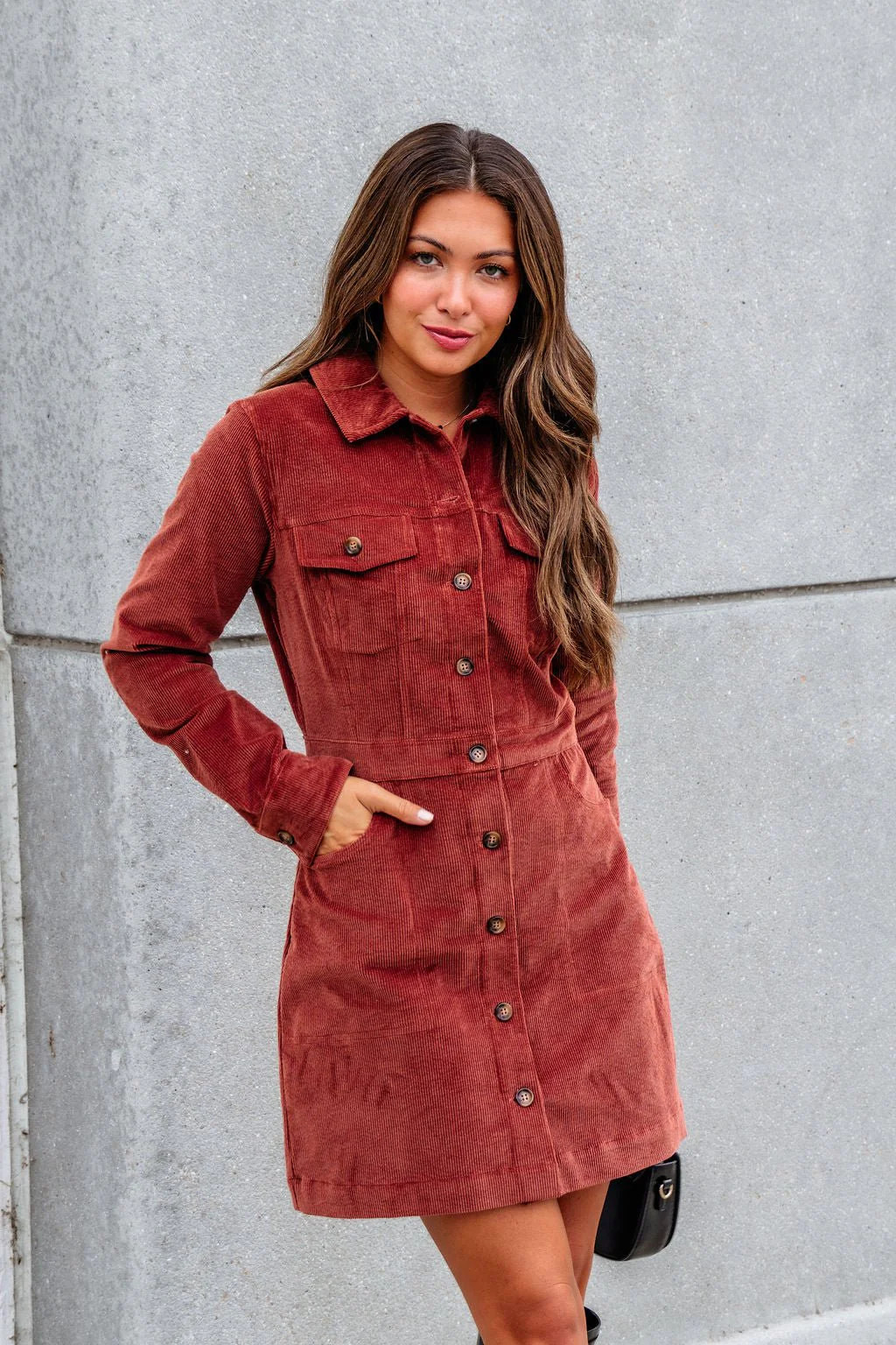 Thread and Supply Rust Corduroy Mini Dress | Magnolia Boutique