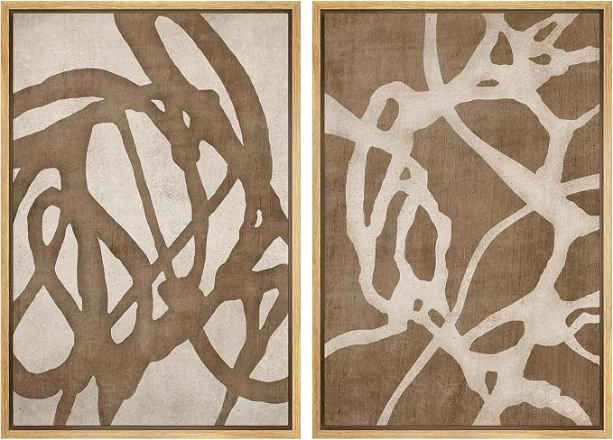SIGNWIN Framed Canvas Print Wall Art Set Natural Flow Abstract Earth Tone Organic Shapes Cozy Neu... | Amazon (US)