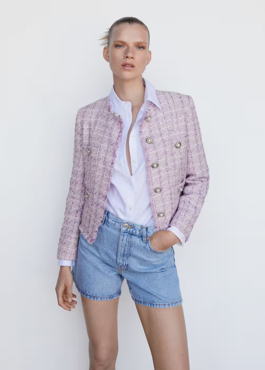 Pocket tweed jacket | MANGO (US)