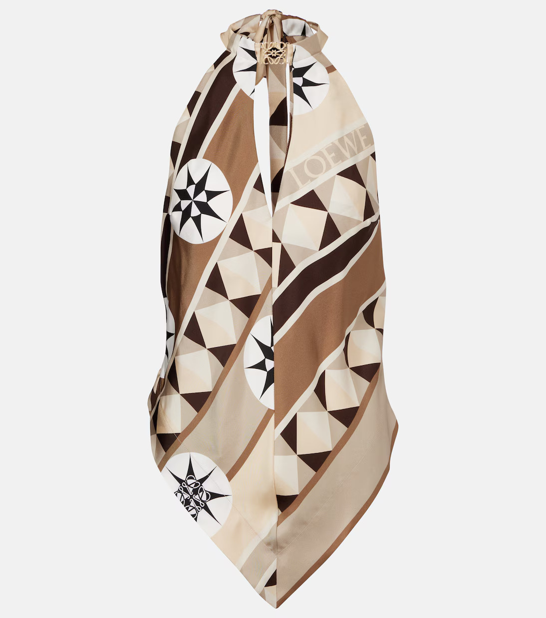 Paula's Ibiza Anagram printed silk top | Mytheresa (UK)