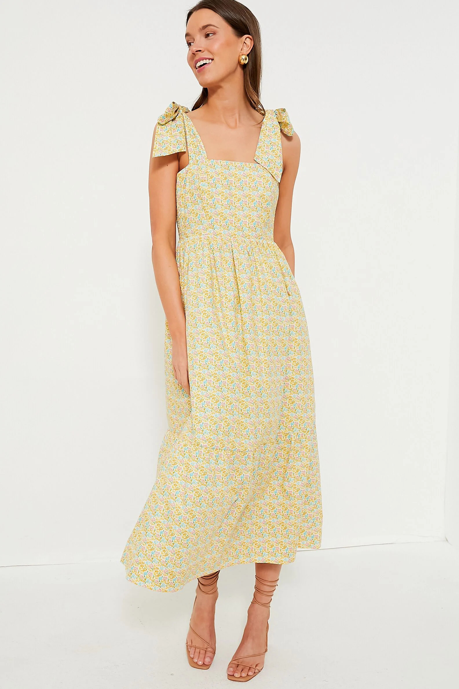 Yellow Floral Clemmie Midi Dress | Tuckernuck (US)