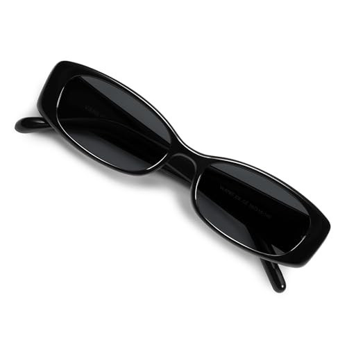 VANLINKER Trendy Small Polarized Rectangle Sunglasses for Women Men Retro 90s Shades VL9787,All Black | Amazon (US)