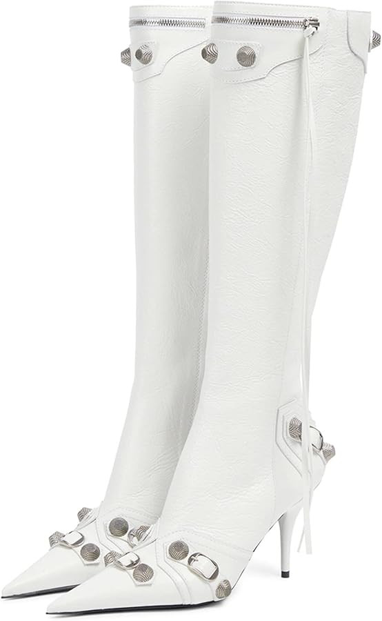 Dsevht Women's Stiletto Black Knee High Boots Sexy Pointed Toe Boot Fashion Trendy High Heel Boot... | Amazon (US)