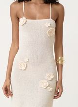 Off White Knit Flower Detail Maxi Dress- Isla | 4th & Reckless