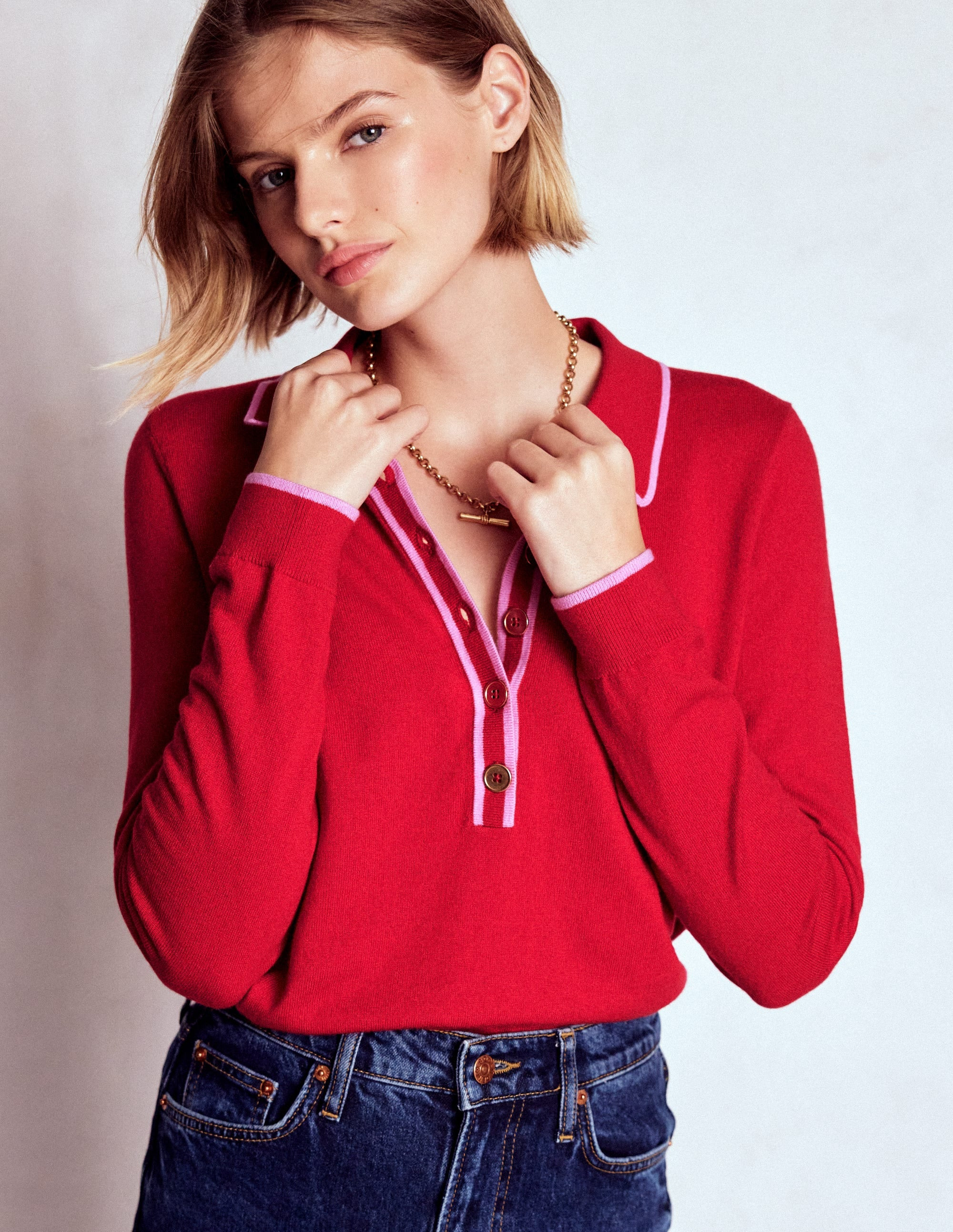 Liz Henley Jumper-Salsa Red | Boden (US)