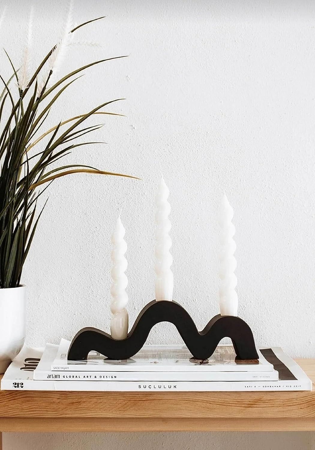 Candelabra, Concrete Design Candlestick, Candle Holder, Decorative Aesthetic Candlestick (BLACK) | Amazon (US)