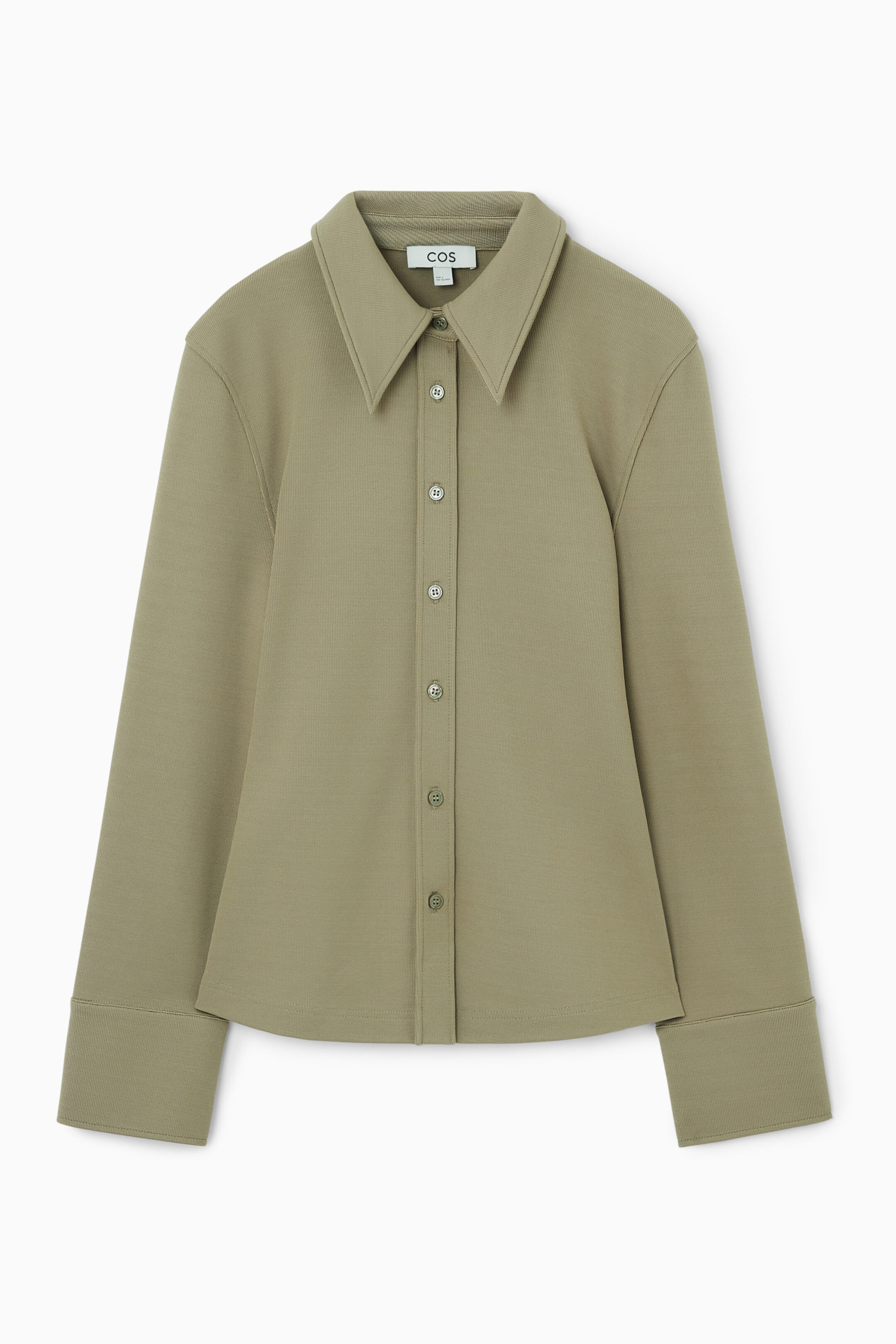 EXAGGERATED-COLLAR JERSEY SHIRT - GREEN | COS (AU)