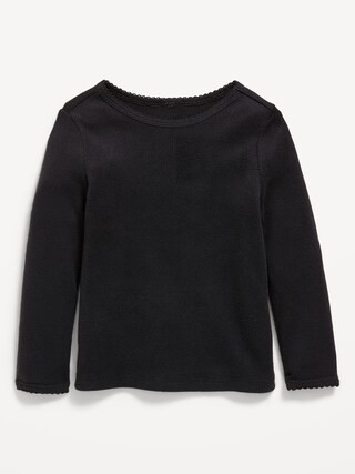 Cozy Long-Sleeve Waffle-Knit T-Shirt for Toddler Girls | Old Navy (CA)