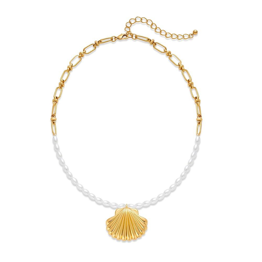 WOWORAMA Gold Necklace for Women Boho Spiral Conch Shell Necklace Starfish Necklace Vintage Ocean... | Amazon (US)