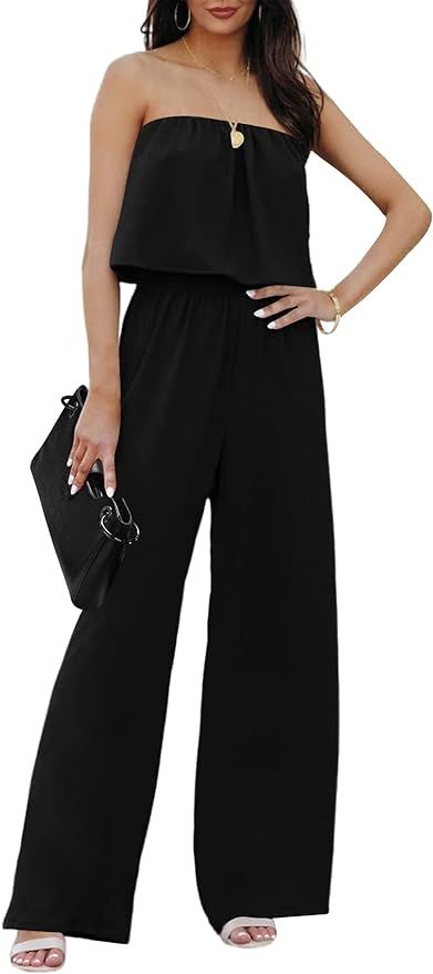 SIFLIF Women Casual Summer Chiffon Jumpsuits Adjustable Spaghetti Strap Long Wide Leg Rompers for... | Amazon (US)
