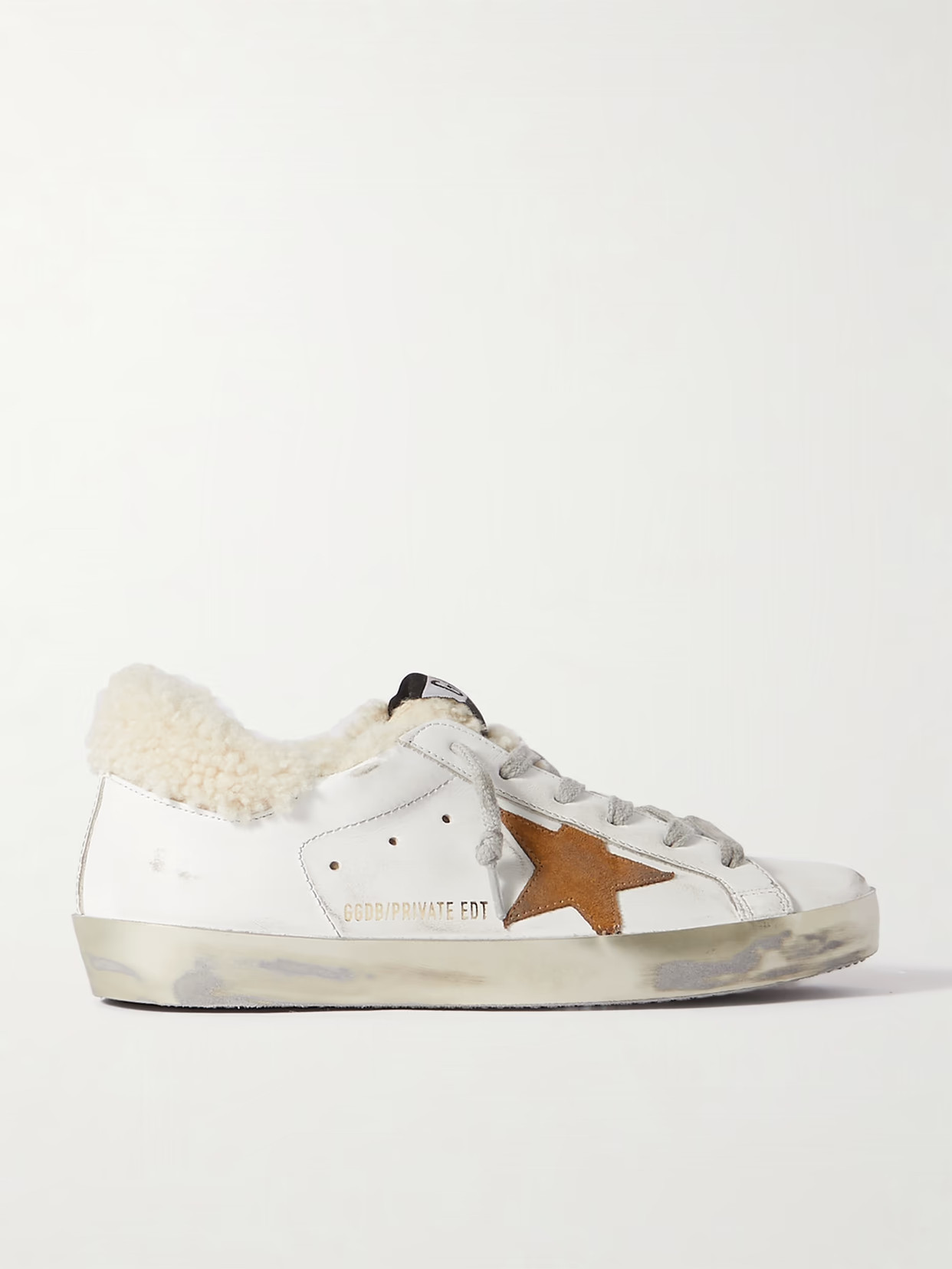 Golden Goose - Superstar Distressed Leather, Suede And Shearling Sneakers - White | NET-A-PORTER (UK & EU)