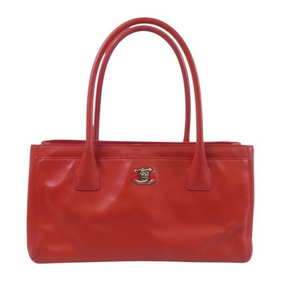 CHANEL CC SHW Handbag Shoulder Bag Calfskin Leather Red | eBay US