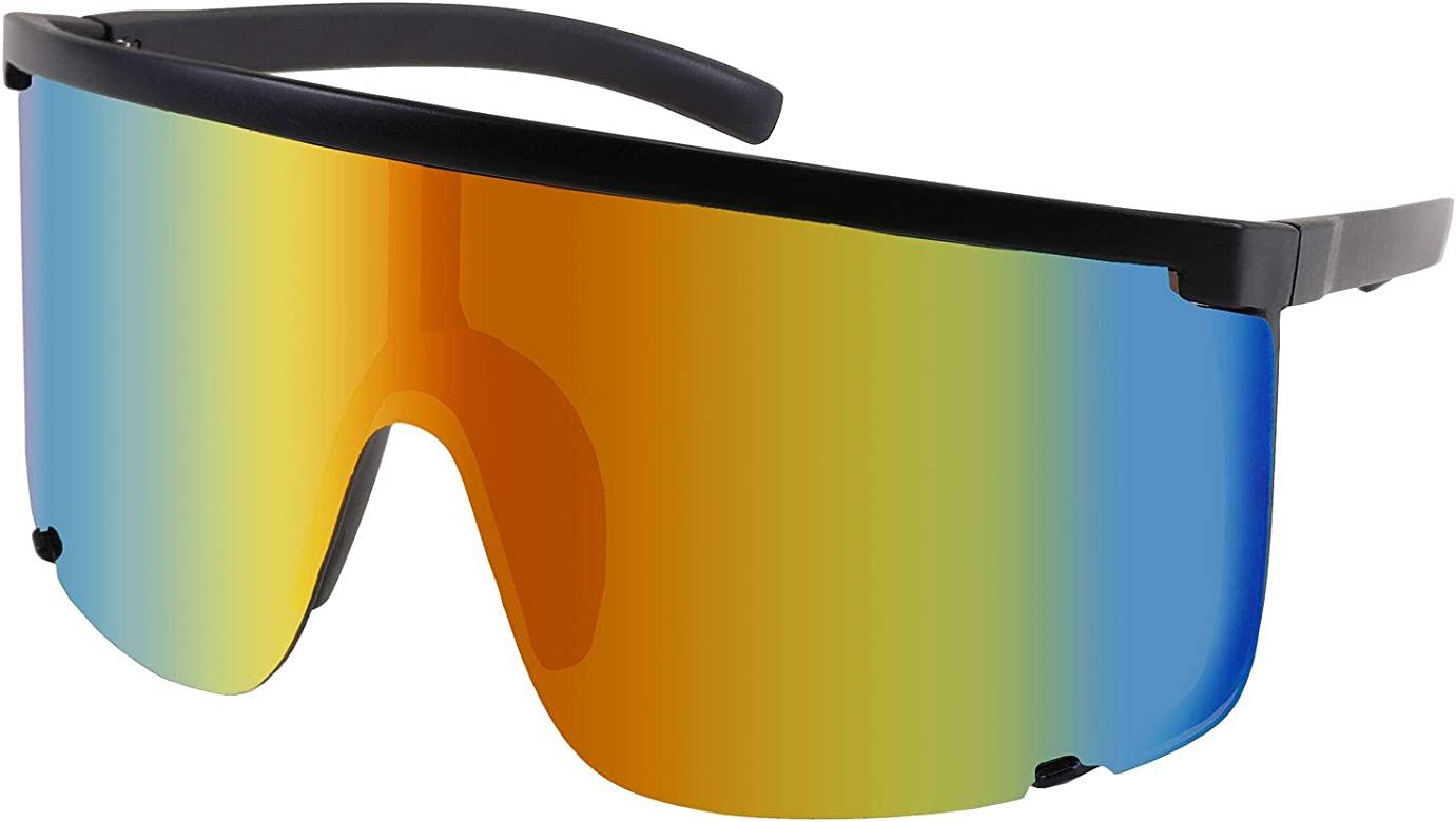 Karsaer Vision Shield Sunglasses for Men Women Oversized Neon 80s 90s Visor Shades Sports Style Outd | Amazon (US)