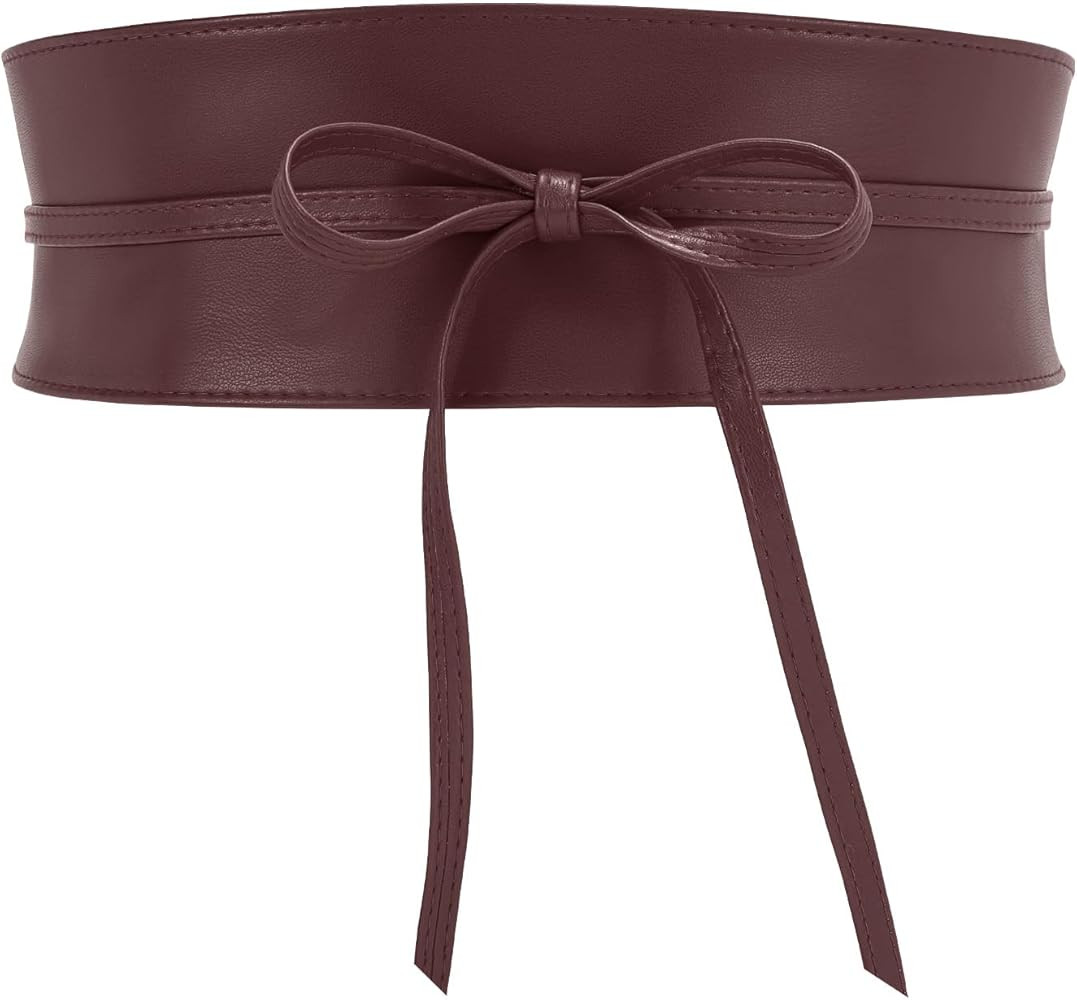 WHIPPY Women Obi Waist Belt Faux Leather Wide Wrap Around Bowknot Belt Ladies Waistband Belts for... | Amazon (US)