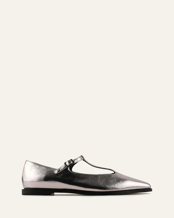 JENSON DRESS FLATS GUNMETAL LEATHER | Jo Mercer (AU)