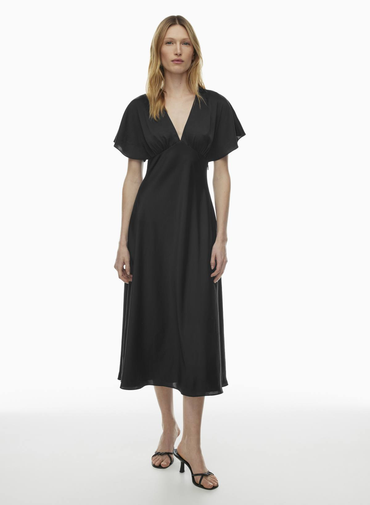 Aritzia Wilfred Women's Terrace Satin Dress in Black | 2 | Aritzia