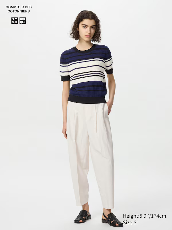 Linen Blend Barrel Leg Trousers (Short) | UNIQLO (UK)