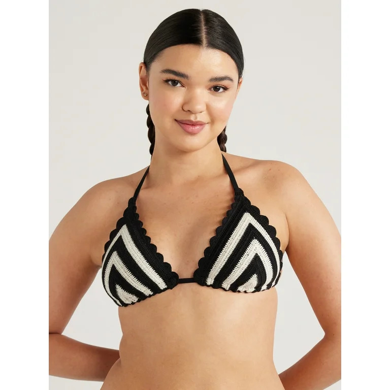 No Boundaries Women's Out There Crochet Triangle Bikini Top, Sizes XS - XL | Walmart (US)