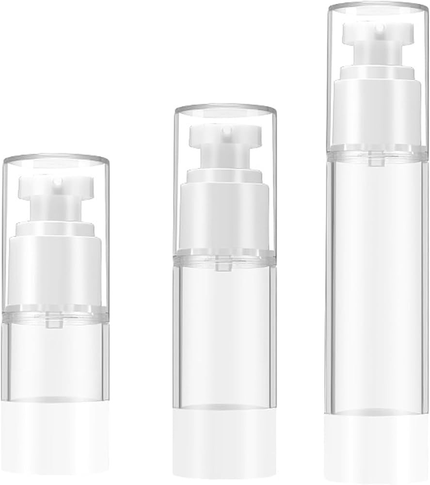 Qeuly 3 Pack Airless Pump Bottles Travel Size Pump Bottle Lotion Container Refillable Cosmetic Pu... | Amazon (US)