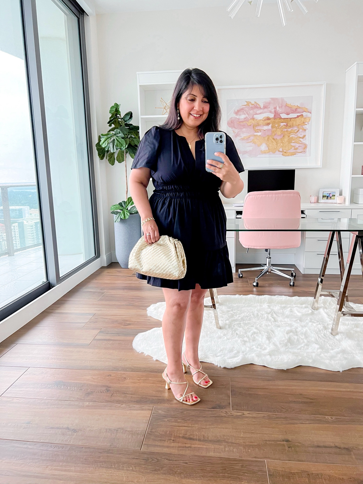 LTK Anthropologie Black Friday Sale! 30% off your purchase with exclusive in-app promo code. Copy promo code ANTHRO30 below and paste in cart to receive discount. This little black dress is perfect for just about any occasion and it’s included in the sale! Great as a Thanksgiving outfit, Christmas outfit, holiday party outfit, wedding guest dress or date night outfit! This gold clutch purse is so versatile and also included in the sale! Includes a strap you can attach to wear on your shoulder. 

Anthropologie Somerset dress size petite large. Available in regular, petite and plus sizes and several other colors/styles/prints/materials including a maxi dress version. Anthropologie Frankie clutch purse in gold. Marc Fisher gold strappy heels no longer available but linked similar. 

#LTKCyberWeek #LTKHoliday #LTKParties