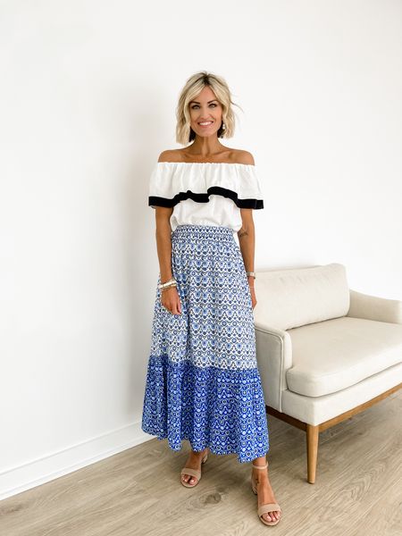 This maxi skirt is a great option for summer! I sized down to an XXS! It’s currently on sale too 👏 use code: LOVERLY10 for an extra 10% off

Loverly Grey, summer workwear, off the shoulder top 

#LTKFind #LTKsalealert #LTKSeasonal