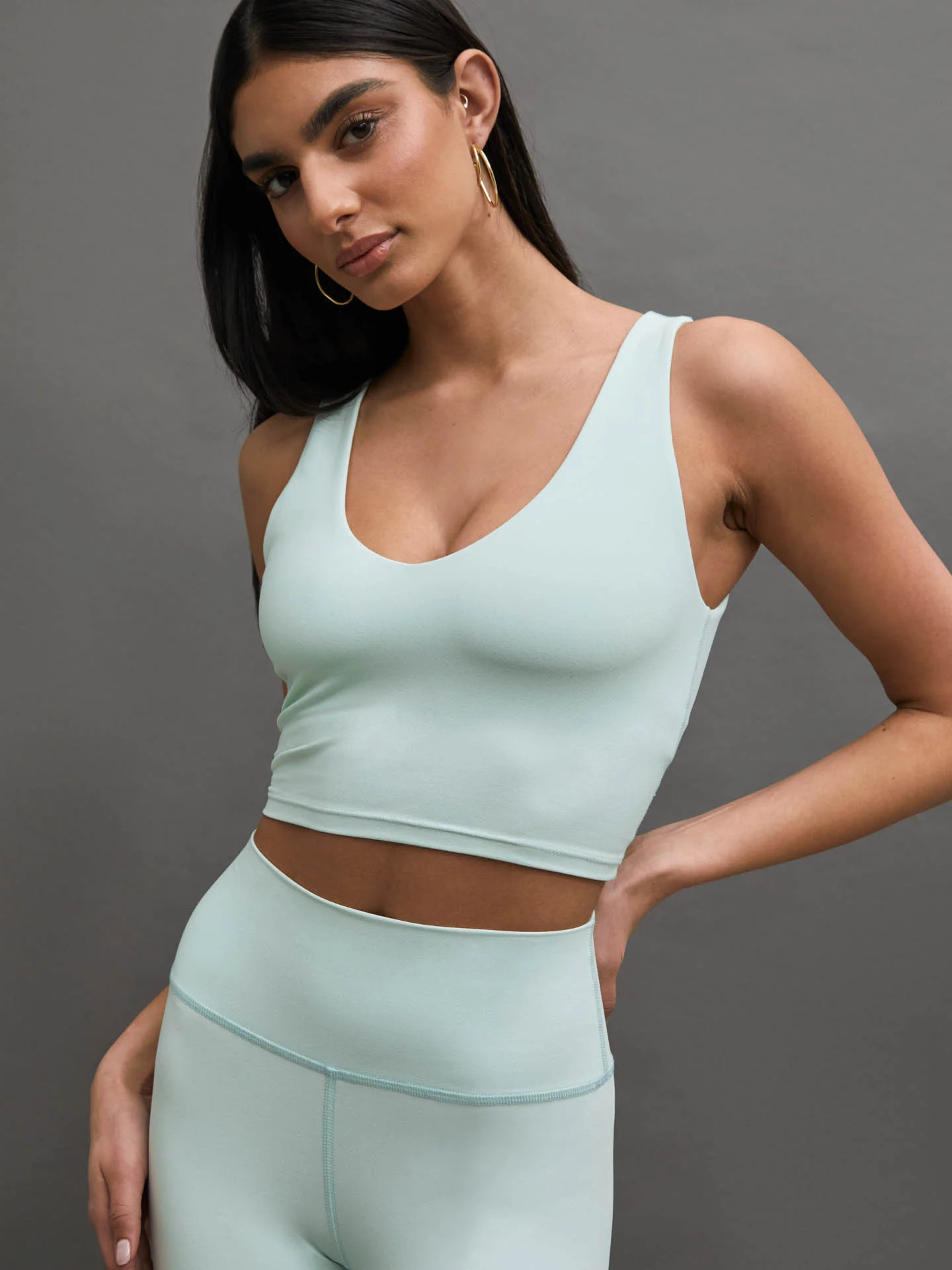 V-Neck Longline Bra in Melt - Clearly Aqua | Carbon38