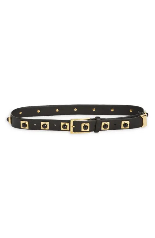 AUREUM No. 2 Stud Leather Belt in Black Gold at Nordstrom, Size Medium | Nordstrom