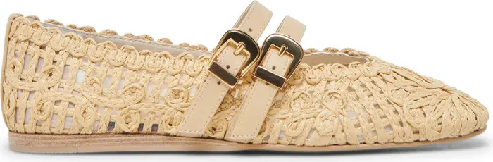 Baylee Sunflower Raffia Flat (Women) | Nordstrom