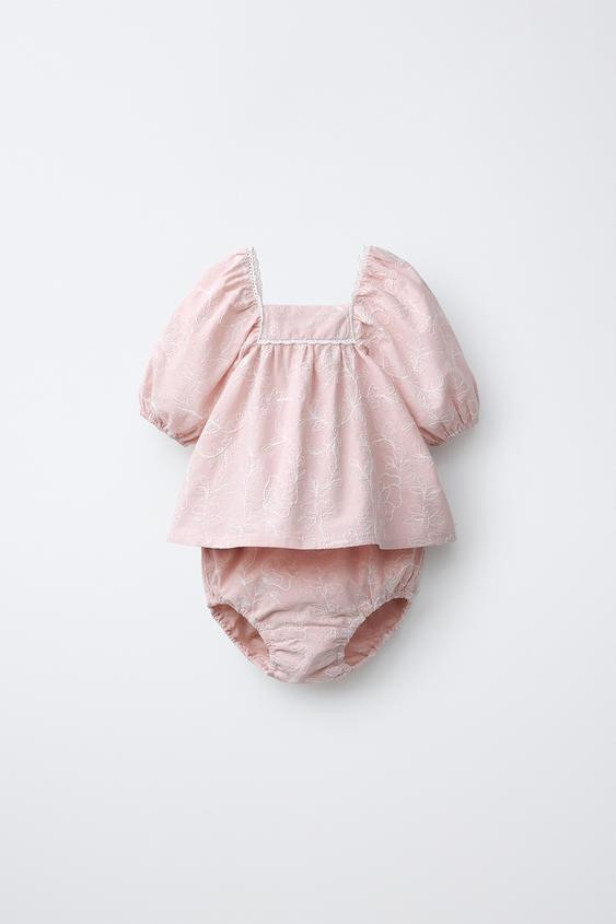 EMBROIDERED LACE SHIRT AND BLOOMERS SET | Zara US