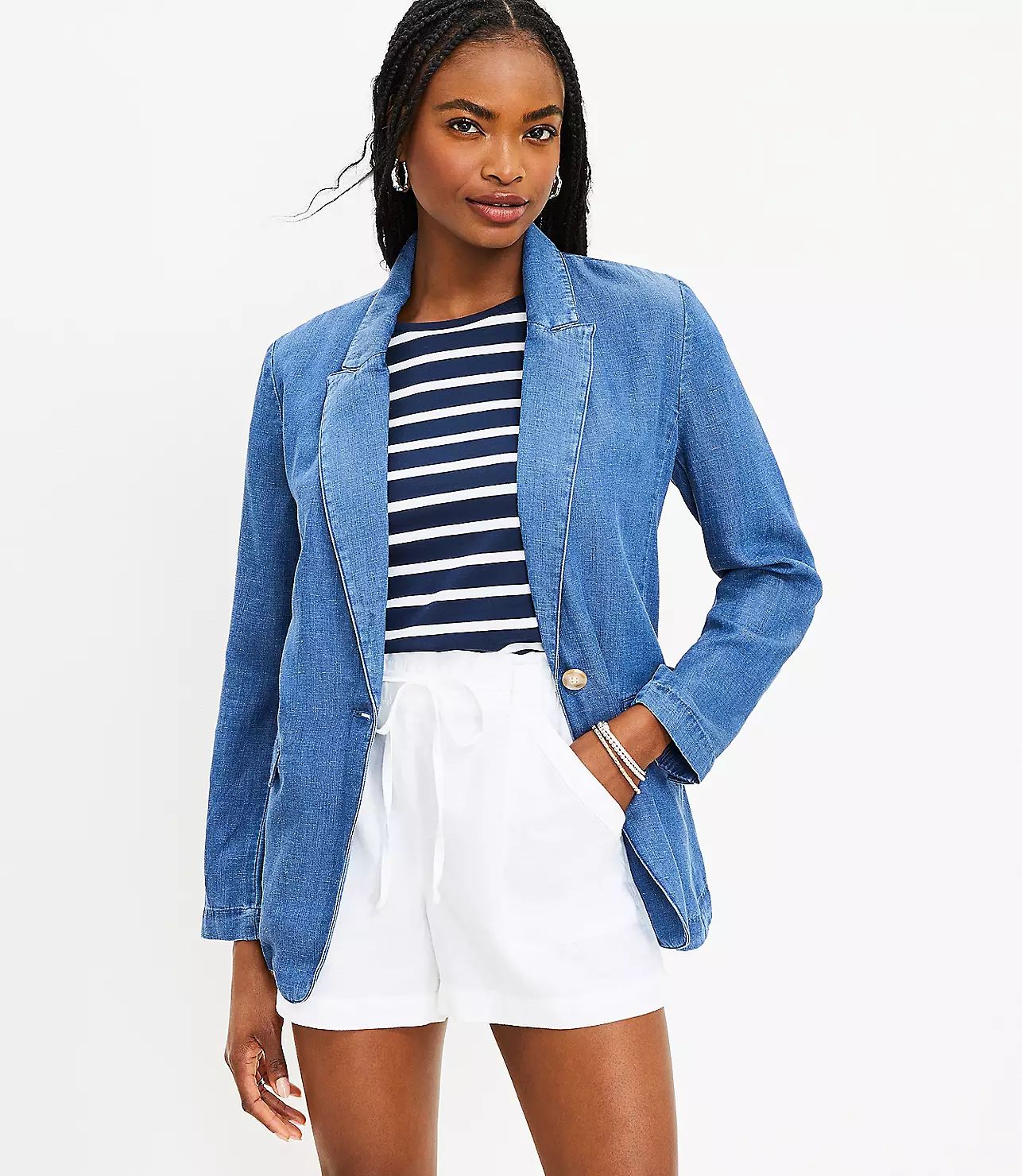 Chambray Relaxed Blazer | LOFT