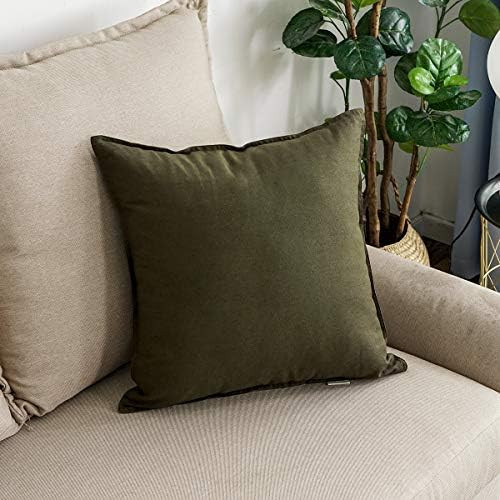 Jeanerlor 24" x 24" Natural Cotton Linen Soft Soild Decorative Square Throw Pillow Covers Green Set  | Amazon (US)