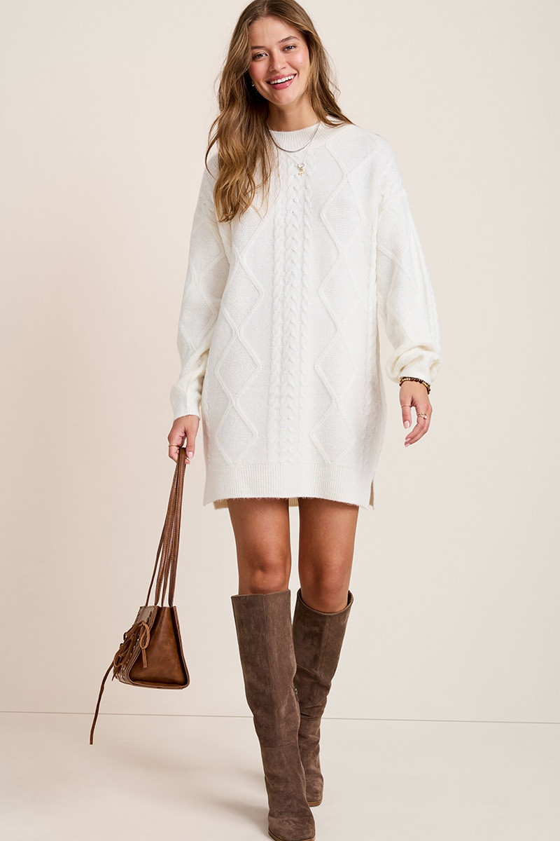 Julianne Cable Knit Sweater Mini Dress | Francesca's