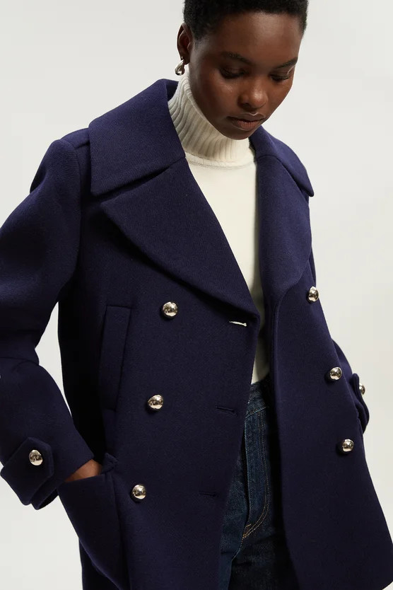 Wool Patch Pocket Tailored Short Coat | Karen Millen UK + IE + DE + NL