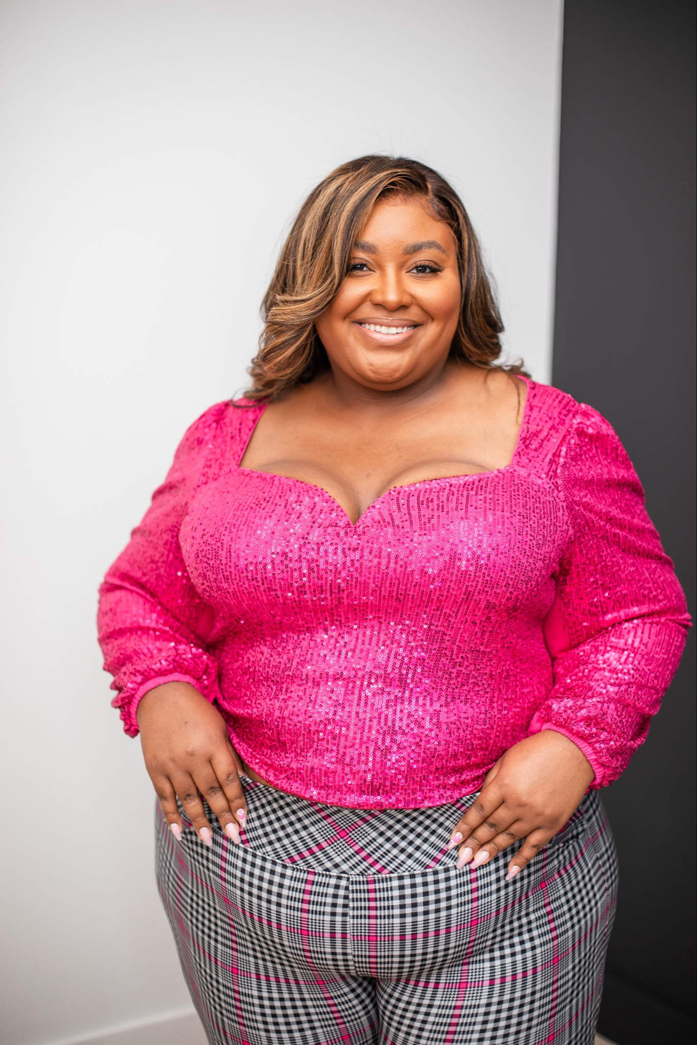 🗣️Plus size & Midsize babes..THIS SEQUINED TOP is a SHOWSTOPPER! The neckline is sexy but not too revealing, and the pants are super smoothing. Pair it with a cute pink platform heel for the perfect dressy casual look! I am 5’8, and wear a size 26/28 in pants, 3x in tops, size 26 in jackets, and 11.5 in shoes.

#LTKplussize #LTKstyletip #LTKCyberWeek