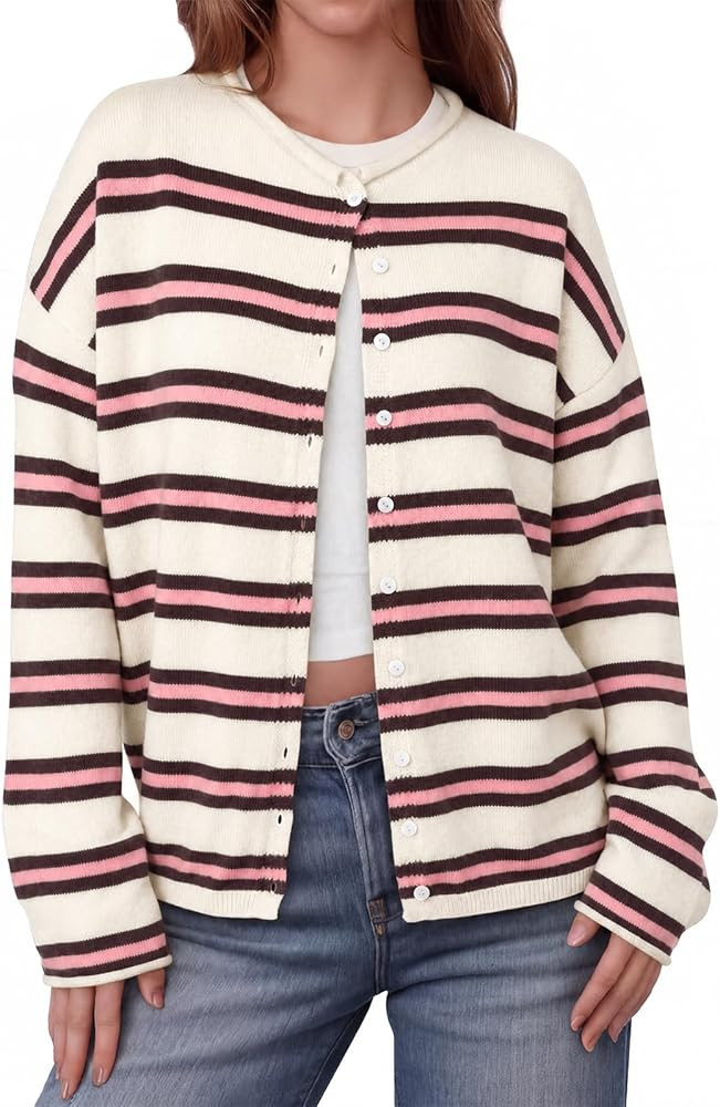 Saodimallsu Womens Button Up Long Sleeve Lightweight Knit Cardigan | Amazon (US)