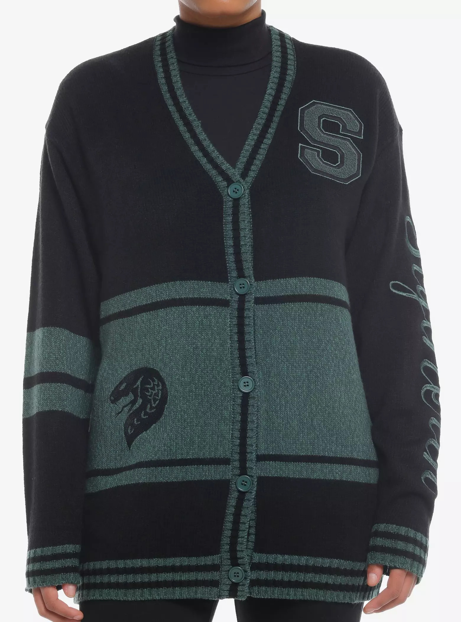 Harry Potter Slytherin Varsity Girls Cardigan | Hot Topic