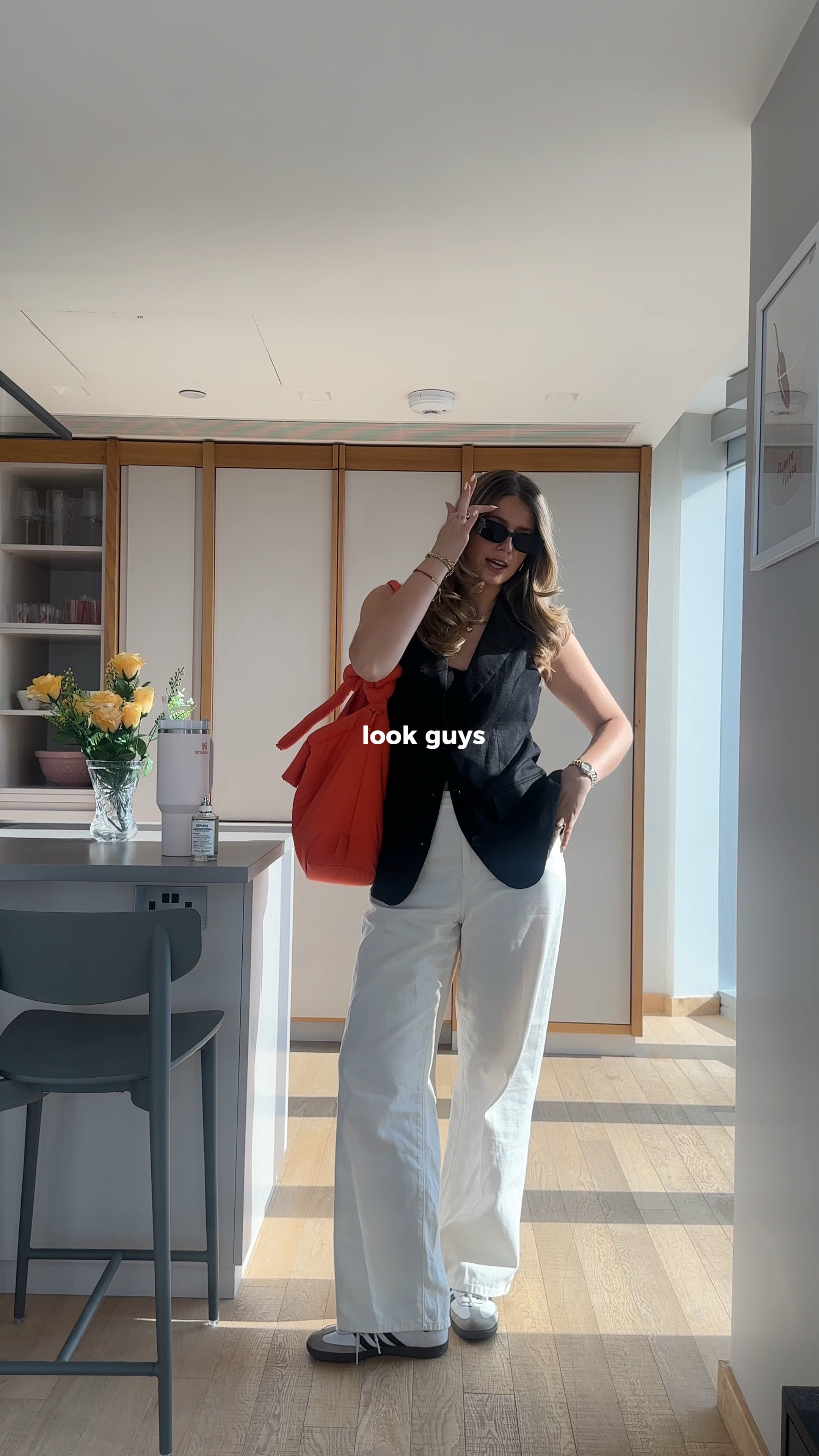 Black tailored linen waistcoat long line next Abercrombie asos mango, white denim wide leg dad jeans Uniqlo, sambas adidas white, office Schuh, black rectangular sunnies sunglasses & other stories, gold jewellery, summer workwear 
Spring workwear, office outfit, ootd Grwm 

#LTKworkwear #LTKsummer #LTKuk