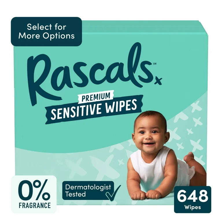 Rascals Premium Sensitive Alcohol Free Baby Wipes, 648 Count | Walmart (US)