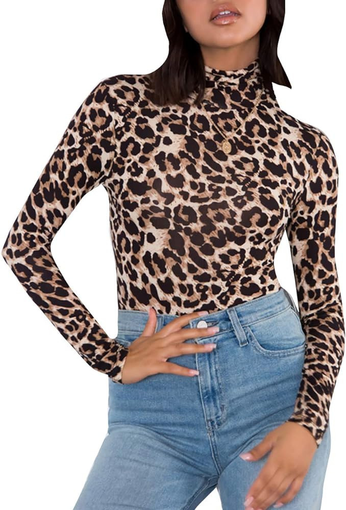 PALINDA Women's Long Sleeve Striped Basic Solid Round Neck Bodysuit Stretchy Leotards | Amazon (US)