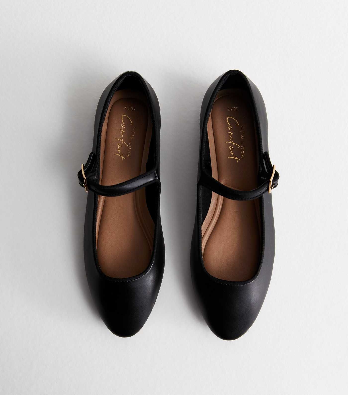 Black Leather-Look Strappy Ballerina Pumps | New Look | New Look (UK)