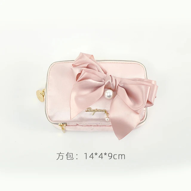 Japanese Style Ladies' Make Up Case Bow Portable Storage Bag Sweet Cute Cosmetic Bag Solid Color ... | AliExpress (US)