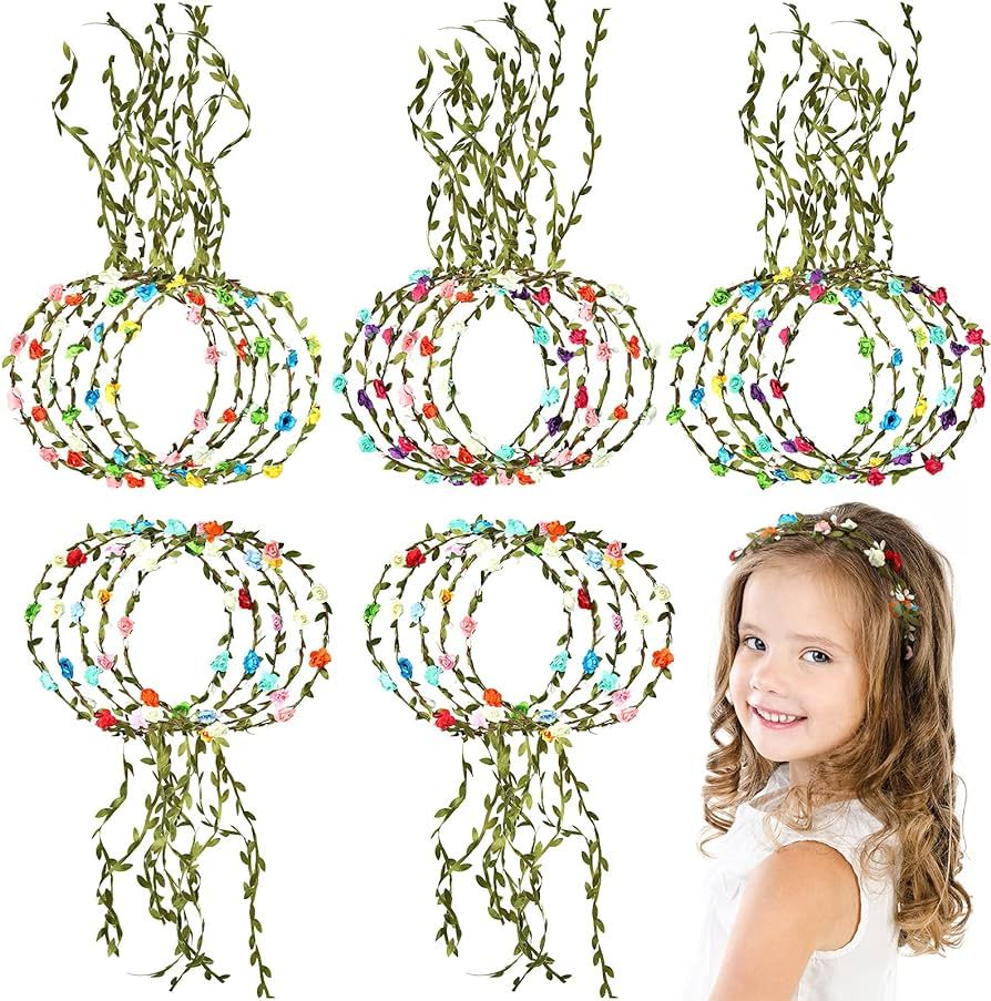 WILLBOND 28 Pieces Colored Flower Crown Wreath Headband Floral Garland Headbands Floral Crown Wre... | Amazon (US)