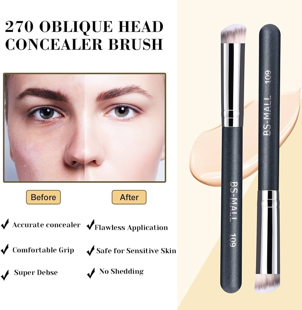 BS-MALL Concealer Brush Makeup Brushes Under Eye Angled Flat Top Kabuki Brush Small Foundation Pa... | Amazon (US)