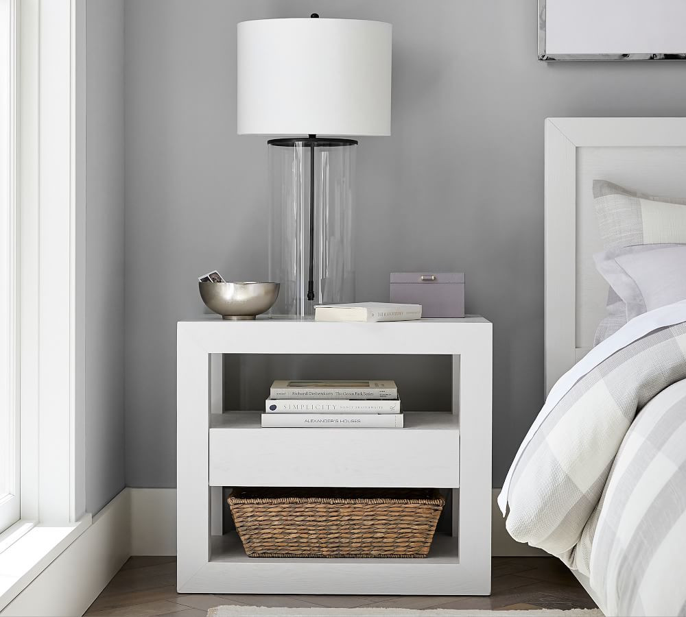 Dillon 30" Wood Nightstand, Montauk White | Pottery Barn (US)