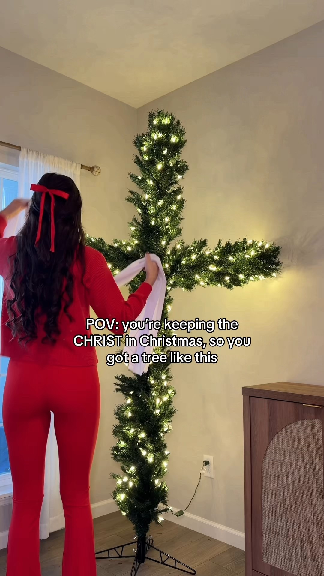 the first tree flagged “exact product” on the linking is the one i have that’s shown in the video.🎄✝️ the others listed are ones that are very similar, smaller, and/or less expensive alternatives since it looks like the one i have is running low in stock!🤍 wanted to give some back up options just in case! ◡̈ 

#LTKSeasonal #LTKHome #LTKHoliday