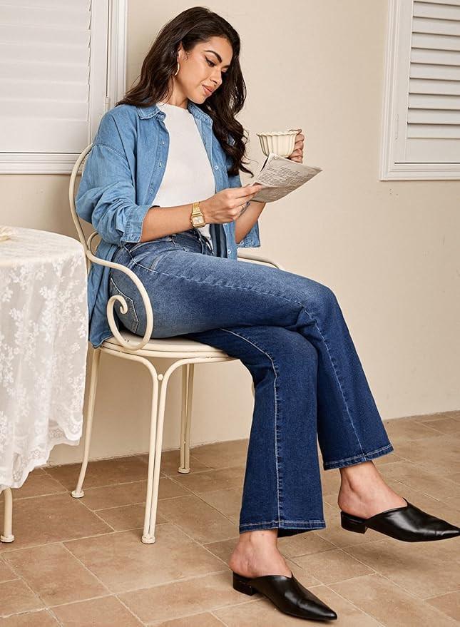 Astylish Womens Wide Leg Jeans High Waisted Stretchy Buttoned Denim Pants Trendy 2025 with Pocket | Amazon (US)