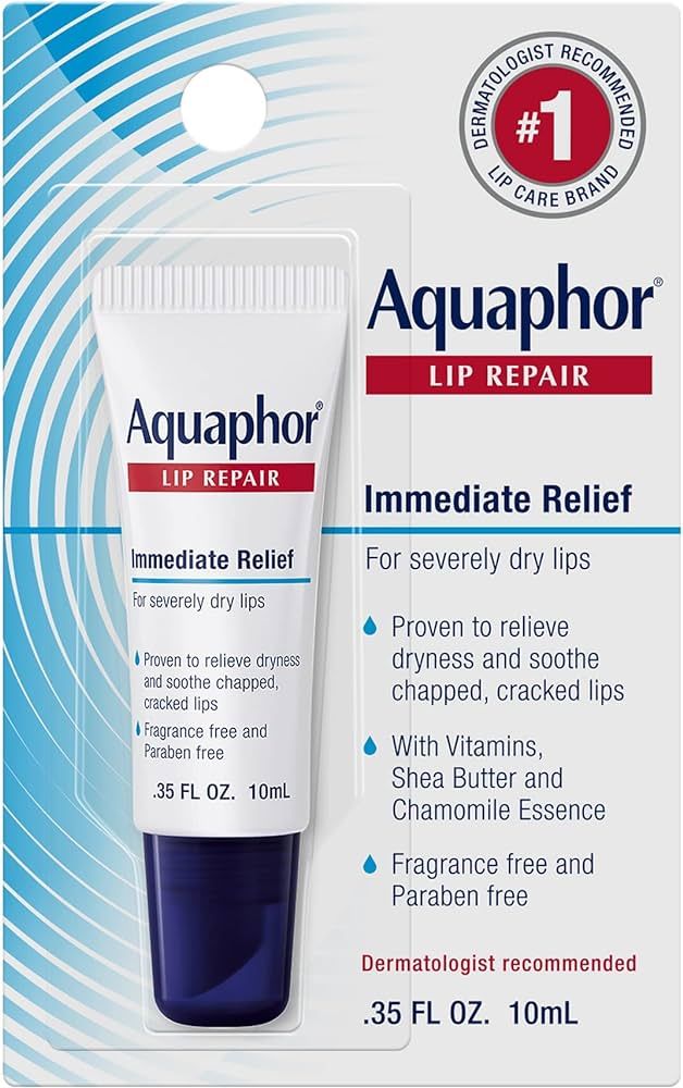 Aquaphor Lip Repair Ointment - Long-lasting Moisture to Soothe Dry Chapped Lips - .35 fl. oz. Tub... | Amazon (US)